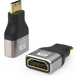 PremiumCord redukcia 8K mini HDMI na HDMI M/F, kovová, sivo-čierna