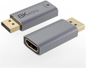 PremiumCord redukcia DisplayPort na HDMI, 8K@60Hz, 4K@144Hz, M/F, sivá