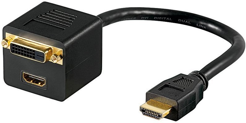 PremiumCord redukcia HDMI na DVI + HDMI M/F, káblová 0,2 m