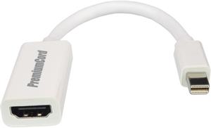 PremiumCord redukcia miniDisplayPort na HDMI M/F, káblová 0,15m biela