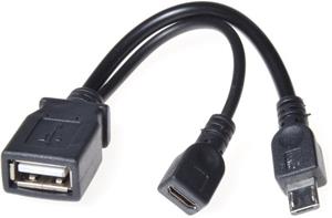 PremiumCord redukcia OTG micro USB na USB M/F, káblová, 0,15m