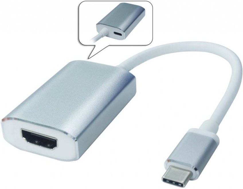 PremiumCord redukcia USB-C na HDMI M/F, káblová, 0,20m