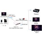 PremiumCord redukcia USB-C na HDMI + USB 3.0 + PD (USB Power Delivery) M/F, káblová, 0,20m