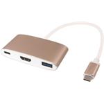 PremiumCord redukcia USB-C na HDMI + USB 3.0 + PD (USB Power Delivery) M/F, káblová, 0,20m