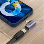 PremiumCord redukcia USB-C na USB-C, zahnutá, 40Gbps, Alumínium, 1ks