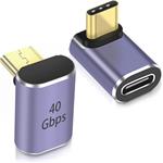 PremiumCord redukcia USB-C na USB-C, zahnutá, 40Gbps, Alumínium, 1ks