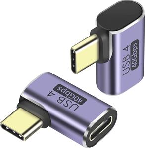 PremiumCord redukcia USB-C na USB-C, zahnutá, 40Gbps, Alumínium, 1ks