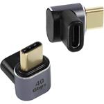 PremiumCord redukcia USB-C na USB-C, zahnutá, 40Gbps, Alumínium