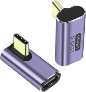 PremiumCord redukcia USB-C na USB-C, zahnutá, 40Gbps, Alumínium