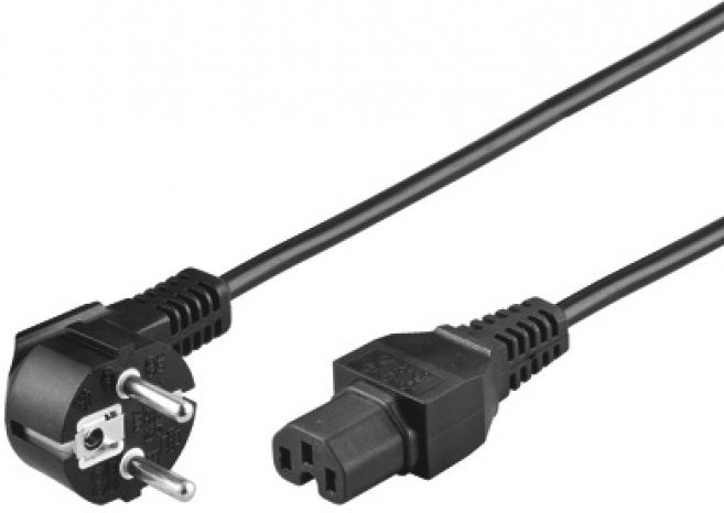 PremiumCord sieťový kábel s drážkou, 230V, 2m, IEC 320 C15 konektor