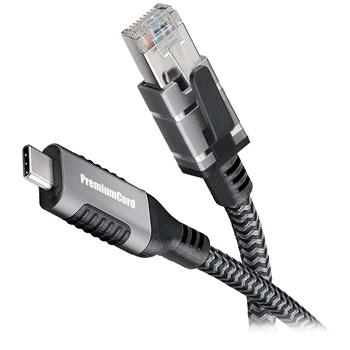 PremiumCord sieťový kábel USB-C/RJ45 10/100/1000 Mbps, 3m