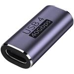 PremiumCord spojka 40Gbps alumínium, USB-C F/F, krátka, sivá