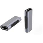 PremiumCord spojka aluminium USB-C F/F, krátka, sivá