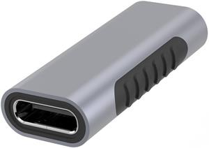 PremiumCord spojka aluminium  USB-C F/F, krátka, sivá