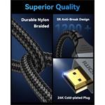 PremiumCord Ultra HD HDMI 2.2 kábel 16K@60Hz, 8K@240Hz, 4K@480Hz pozlátený, 1,5m, oplet