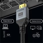 PremiumCord Ultra HD HDMI 2.2 kábel 16K@60Hz, 8K@240Hz, 4K@480Hz pozlátený, 1,5m, oplet