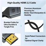 PremiumCord Ultra HD HDMI 2.2 kábel 16K@60Hz, 8K@240Hz, 4K@480Hz pozlátený, 3,0m, oplet