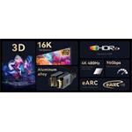 PremiumCord Ultra HD HDMI 2.2 kábel 16K@60Hz, 8K@240Hz, 4K@480Hz pozlátený, 3,0m, oplet