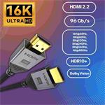 PremiumCord Ultra HD HDMI 2.2 kábel 16K@60Hz, 8K@240Hz, 4K@480Hz pozlátený, 3,0m, oplet