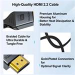 PremiumCord Ultra HD HDMI 2.2 kábel 16K@60Hz, 8K@240Hz, 4K@480Hz pozlátený, 5,0m, oplet