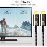 PremiumCord Ultra High Speed HDMI 2.1 optický fiber kábel 8K@60Hz, 15,0m,opletený, čierny