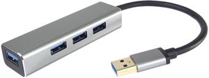 PremiumCord USB 3.0, HUB 4-portový, strieborný