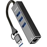 PremiumCord USB-A a USB-C Hub na LAN 10/100/1000Mbps + 3x USB 3.2