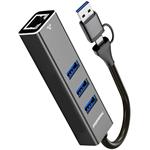PremiumCord USB-A a USB-C Hub na LAN 10/100/1000Mbps + 3x USB 3.2