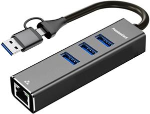 PremiumCord USB-A a USB-C Hub na LAN 10/100/1000Mbps + 3x USB 3.2