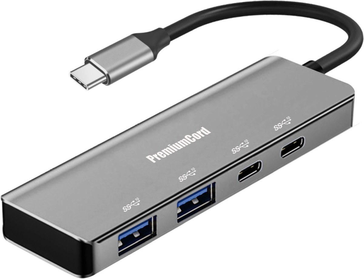 PremiumCord USB-C Hub na 2x USB 3.2 C + 2x USB 3.2 A, Aluminum