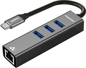 PremiumCord USB-C Hub na LAN 10/100/1000Mbps + 3x USB 3.0