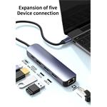 PremiumCord USB-C na HDMI + 2x USB3.2 + PD 100W+ RJ45 10/100/1000Mbps adaptér