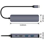 PremiumCord USB-C na HDMI + 2x USB3.2 + PD 100W+ RJ45 10/100/1000Mbps adaptér