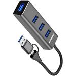 PremiumCord USB3.2 Hub, USB-C a USB-A na 4x USB-A 3.2 Gen 1