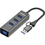 PremiumCord USB3.2 Hub, USB-C a USB-A na 4x USB-A 3.2 Gen 1