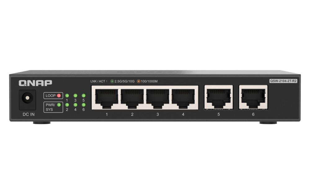 QNAP switch QSW-2104-2T-R2 (4x 2,5GbE RJ45 a 2x 10GbE RJ45)