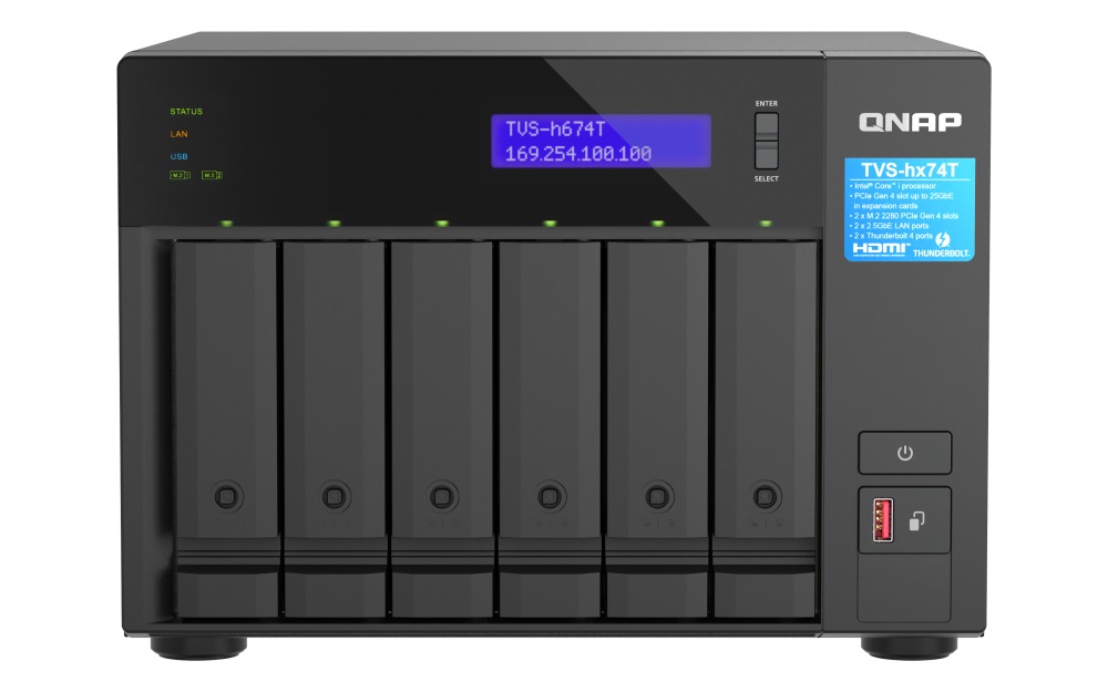 QNAP TVS-h674T-i5-32G (6core, ZFS, 32GB RAM, 6x SATA, 2x M.2 NVMe, 2x 2,5GbE, 2x Thunderbolt 4)