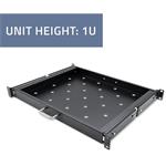 Qoltec 19'' polica 1U/400mm, výsuvná, čierna, do 20kg