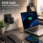 Qoltec GaN super rýchla nabíjačka USB-C, 65W