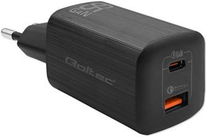 Qoltec GaN Ultra 65W nabíjačka, čierna