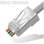 Qoltec konektor RJ45 cat. 6 FTP pre drôt a lanko, pass-through