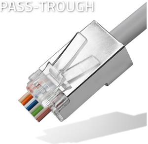 Qoltec konektor RJ45 cat. 6 FTP pre drôt a lanko, pass-through
