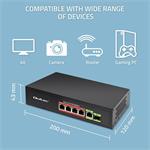 Qoltec PoE switch, 4x RJ45 PoE, 1x SFP, 65W, 1000 Mb