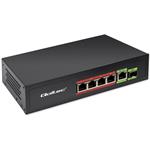 Qoltec PoE switch, 4x RJ45 PoE, 1x SFP, 65W, 1000 Mb