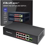 Qoltec PoE switch, 8x RJ45 PoE, 1x SFP, 120W, 1000 Mb