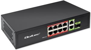 Qoltec PoE switch, 8x RJ45 PoE, 1x SFP, 120W, 1000 Mb
