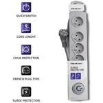 Qoltec prepäťová ochrana (5 zásuviek), vypínač, 3,0m, sivá