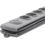 Qoltec prepäťová ochrana (5 zásuviek), vypínač, 3,0m, sivá
