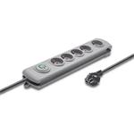Qoltec prepäťová ochrana (5 zásuviek), vypínač, 3,0m, sivá