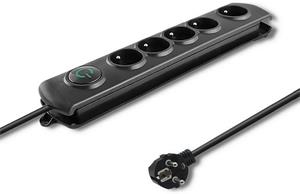Qoltec prepäťová ochrana Quick Switch (5 zásuviek), vypínač, čierna, 1,8m